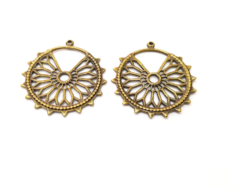 2 Antique Bronze Charm Antique Bronze Plated Charm (40x37mm) G17783