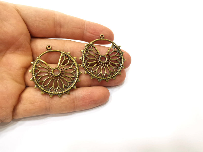 2 Antique Bronze Charm Antique Bronze Plated Charm (40x37mm) G17783