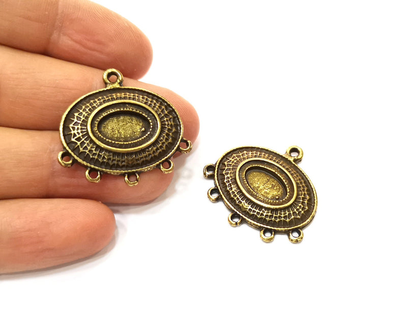 2 Antique Bronze Charm Connector Antique Bronze Plated Charm (32x29mm) G17783