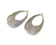 2 Silver Charms Antique Silver Plated Charms (48x29mm)  G17793