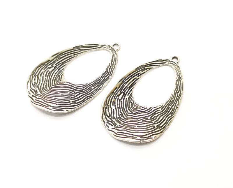 2 Silver Charms Antique Silver Plated Charms (48x29mm)  G17793