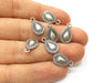 10 Teardrop Charms Antique Silver Plated Charms (16x10mm)  G17802