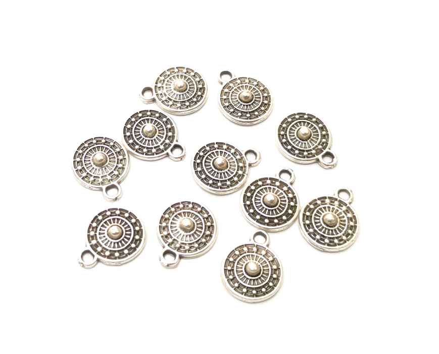 20 Silver Charms Antique Silver Plated Charms (9mm)  G17806