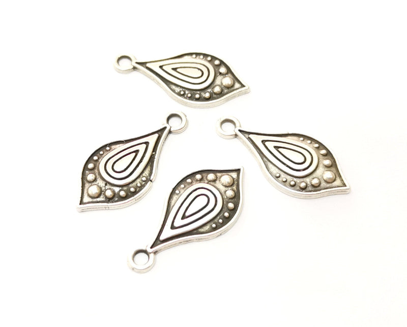 10 Silver Charms Antique Silver Plated Charms (28x13mm)  G17807