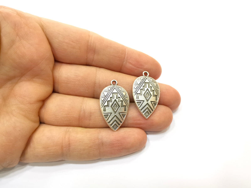 4 Silver Charms Antique Silver Plated Charms (30x18mm)  G18415