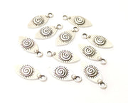 10 Silver Charms Antique Silver Plated Charms (20x9mm)  G17817