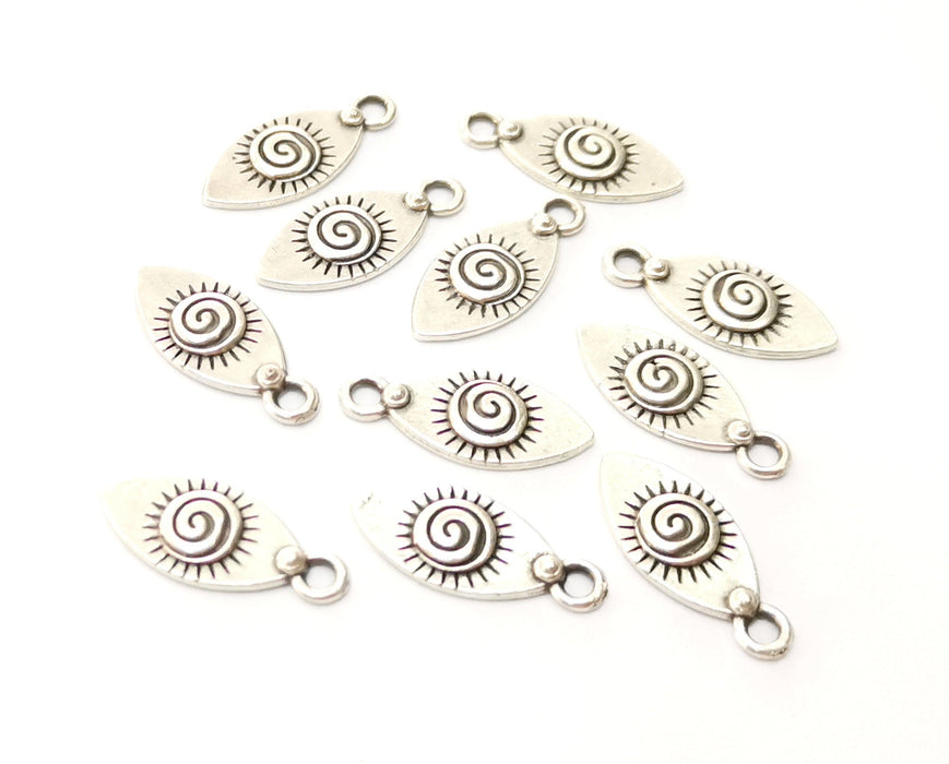 10 Silver Charms Antique Silver Plated Charms (20x9mm)  G17817