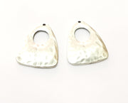 2 Silver Hammered Charms Antique Silver Plated Charms (30x24mm)  G17824