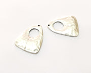 2 Silver Hammered Charms Antique Silver Plated Charms (30x24mm)  G17824