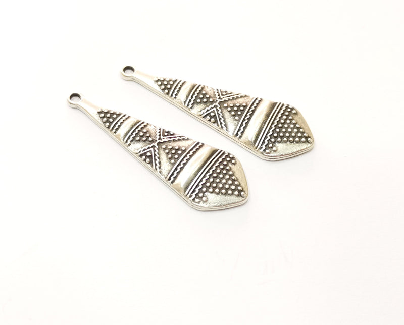 4 Silver Charms Antique Silver Plated Charms (45x14mm)  G17831