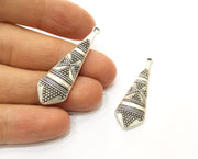 4 Silver Charms Antique Silver Plated Charms (45x14mm)  G17831