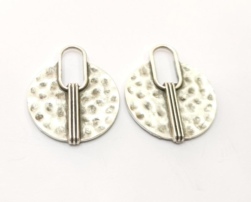 2 Silver Charms Antique Silver Plated Charms (37x30mm)  G17904
