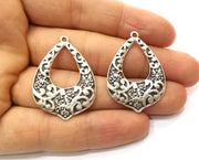 2 Silver Charms Antique Silver Plated Charms (37x26mm)  G17837