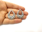 2 Silver Charms Antique Silver Plated Charms (37x26mm)  G17837