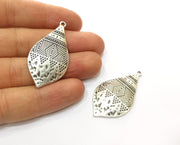2 Silver Charms Antique Silver Plated Charms (44x23mm)  G17838