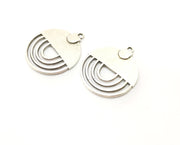 2 Silver Charms Antique Silver Plated Charms (36x29mm)  G17841