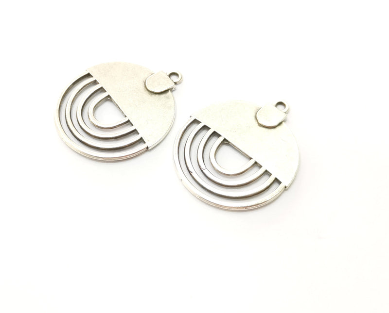 2 Silver Charms Antique Silver Plated Charms (36x29mm)  G17841