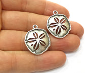 4 Silver Charms Antique Silver Plated Charms (27x22mm)  G17843