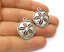 4 Silver Charms Antique Silver Plated Charms (27x22mm)  G17843