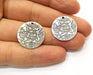 4 Flower Charms Antique Silver Plated Charms (21mm)  G17845