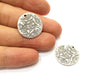 4 Flower Charms Antique Silver Plated Charms (21mm)  G17845