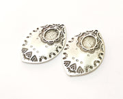 2 Silver Charms Antique Silver Plated Charms (38x25mm)  G17842