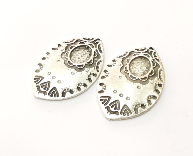 2 Silver Charms Antique Silver Plated Charms (38x25mm)  G17842