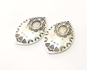 2 Silver Charms Antique Silver Plated Charms (38x25mm)  G17842
