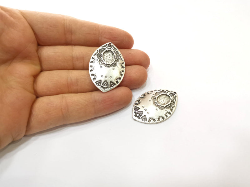 2 Silver Charms Antique Silver Plated Charms (38x25mm)  G17842