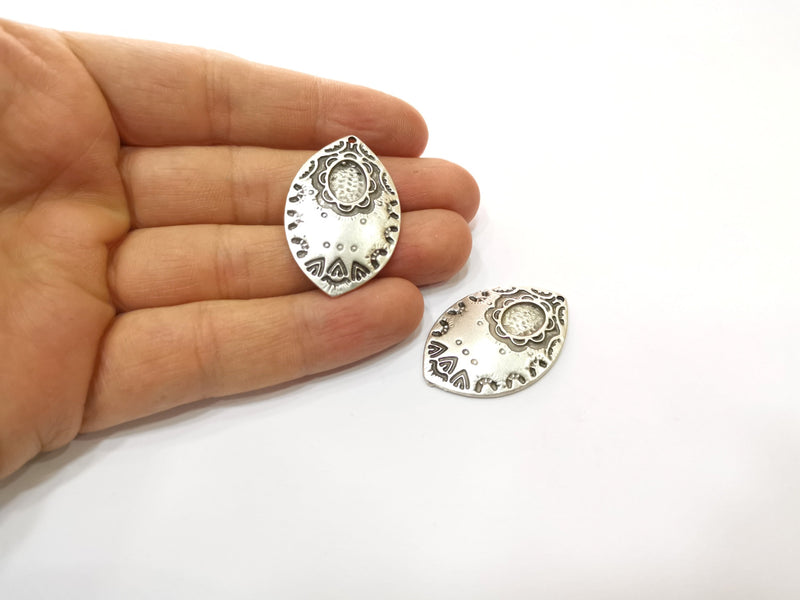 2 Silver Charms Antique Silver Plated Charms (38x25mm)  G17842