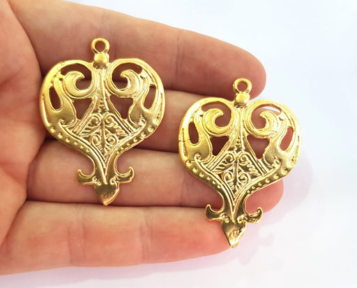 2 Gold Charms Gold Plated Charms  (47x33mm)  G17852