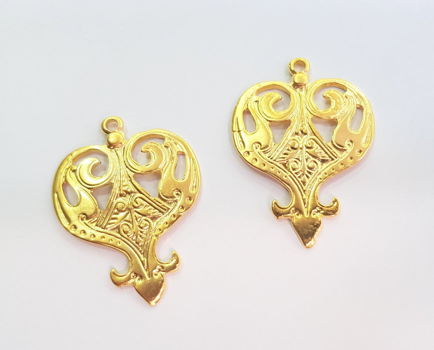 2 Gold Charms Gold Plated Charms  (47x33mm)  G17852