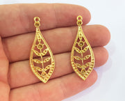 2 Gold Charms Gold Plated Charms  (44x16mm)  G17854