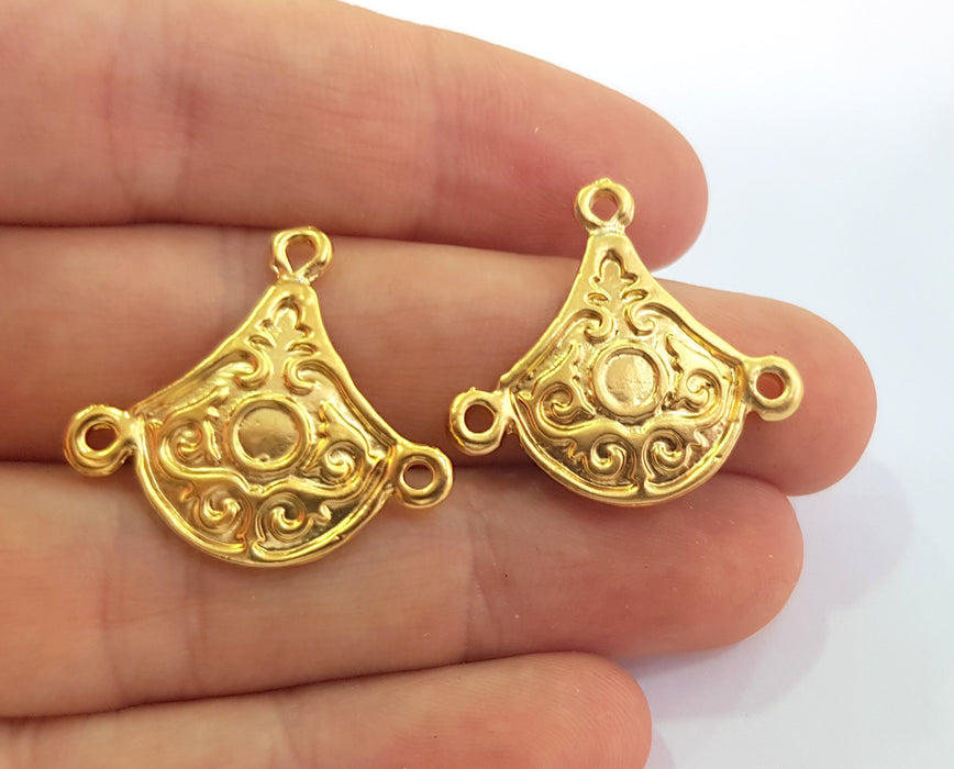 2 Gold Charms Connetor Gold Plated Charms  (27x25mm)  G17856