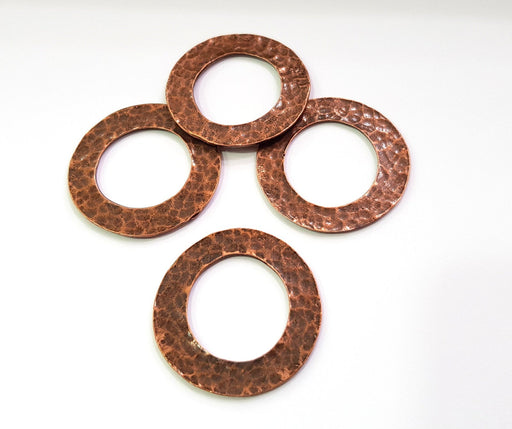 6 Hammered Circle Connector Copper Circle Antique Copper Plated Findings (33mm)  G17510