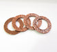 6 Hammered Circle Connector Copper Circle Antique Copper Plated Findings (33mm)  G17510
