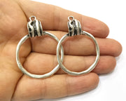 2 Silver Charms Antique Silver Plated Charms (48x36mm)  G17523