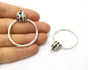 2 Silver Charms Antique Silver Plated Charms (48x36mm)  G17523
