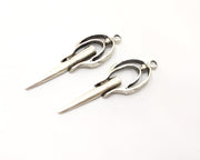 2 Silver Charms Antique Silver Plated Charms (56x16mm)  G17524