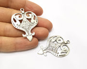 2 Silver Charms Antique Silver Plated Charms (47x34mm)  G17526