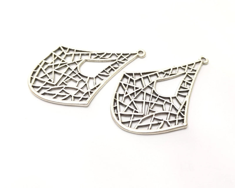 2 Silver Charms Antique Silver Plated Charms (62x42mm)  G17527
