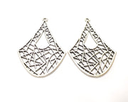 2 Silver Charms Antique Silver Plated Charms (62x42mm)  G17527