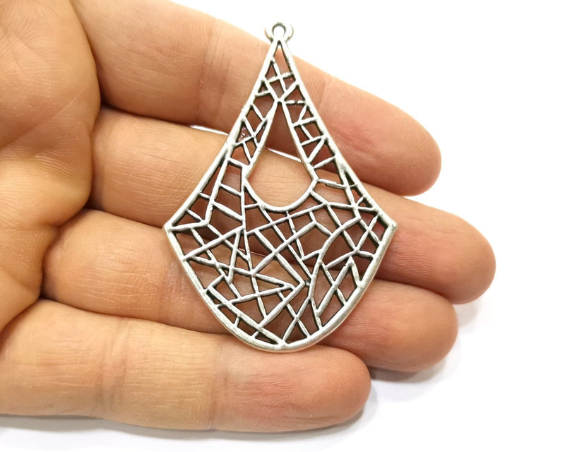 2 Silver Charms Antique Silver Plated Charms (62x42mm)  G17527