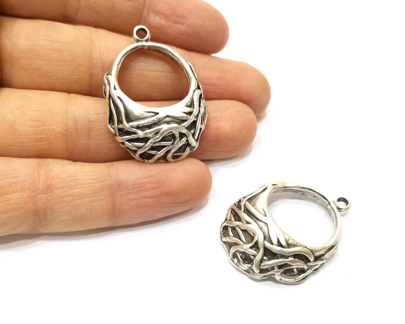 2 Silver Charms Antique Silver Plated Charms (37x28mm)  G17529
