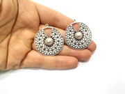 2 Silver Charms Antique Silver Plated Charms (36mm)  G17530