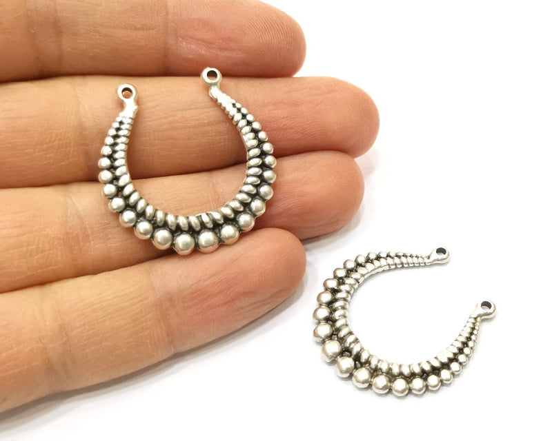 4 Silver Charms Antique Silver Plated Charms (32x31mm)  G17531