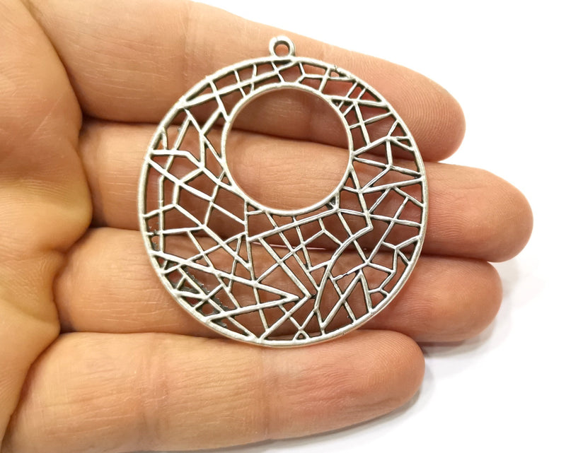 2 Silver Charms Antique Silver Plated Charms (49mm)  G17534