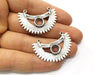 4 Ethnic Pendant Antique Silver Plated Pendant (39x26mm)  G17538