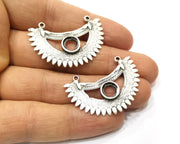4 Ethnic Pendant Antique Silver Plated Pendant (39x26mm)  G17538