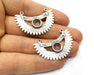4 Ethnic Pendant Antique Silver Plated Pendant (39x26mm)  G17538